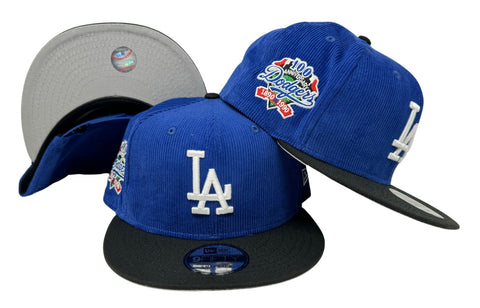 Los Angeles Dodgers Snapback New Era 9Fifty 100th Anni Blue Corduroy Black Cap Hat Grey UV