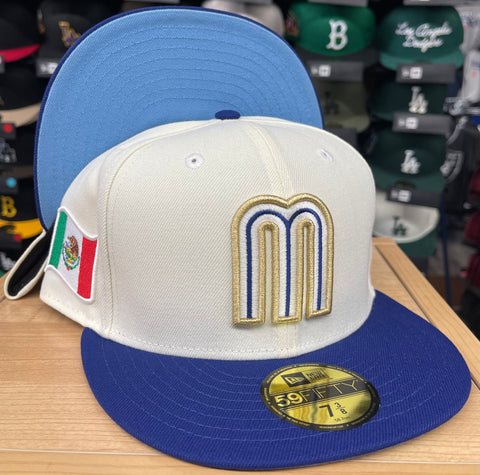 Mexico Fitted New Era 59FIFTY Chrome Royal Hat Cap Sky UV
