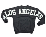 Los Angeles Dodgers Mens Sweatshirt Pro Standard Drop Shoulder Wingspan Crew Neck Fleece Black White