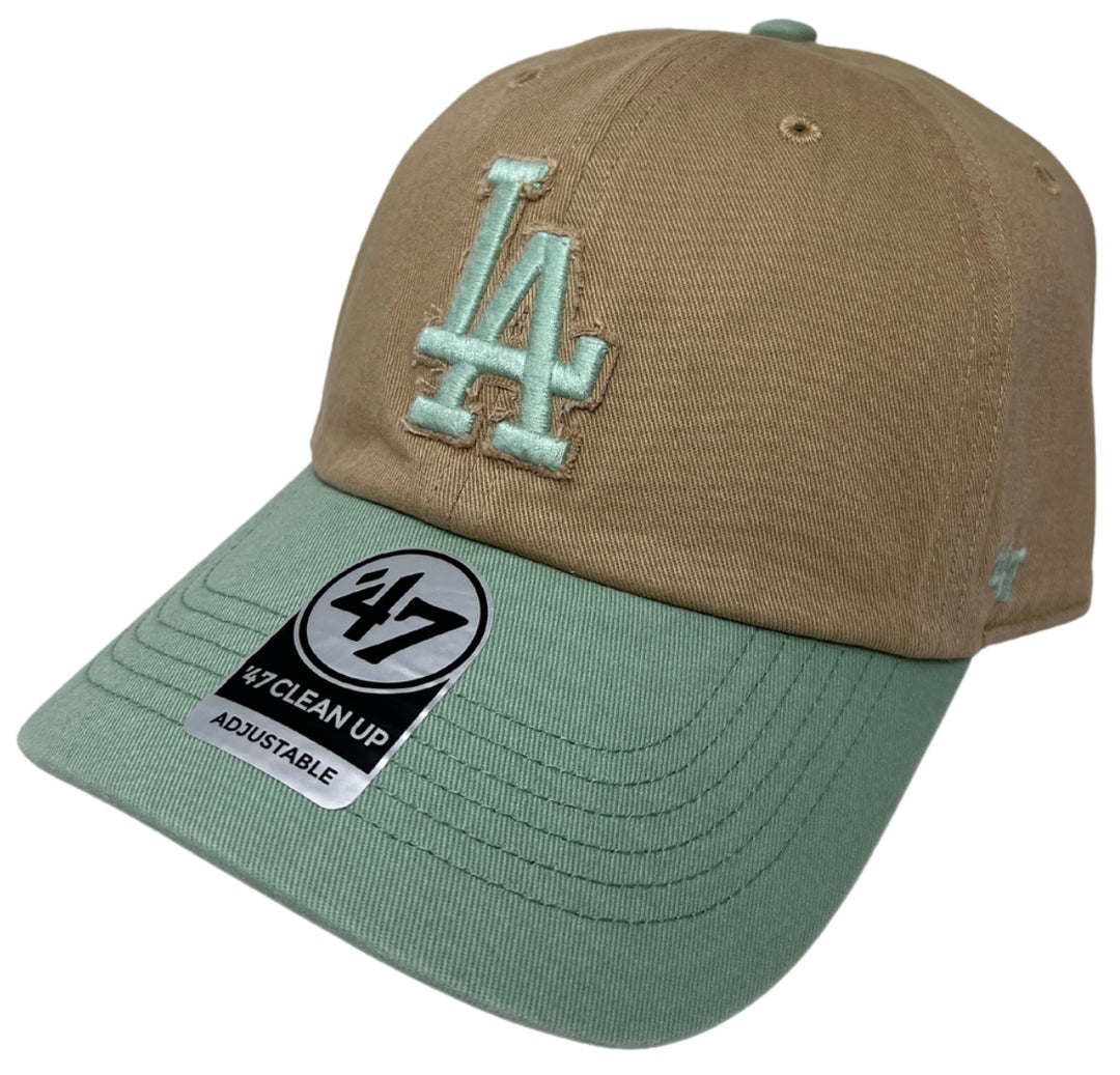 Los Angeles Dodgers Strapback '47 Brand Caravan Khaki Clean Up Adjustable Cap Hat - THE 4TH QUARTER