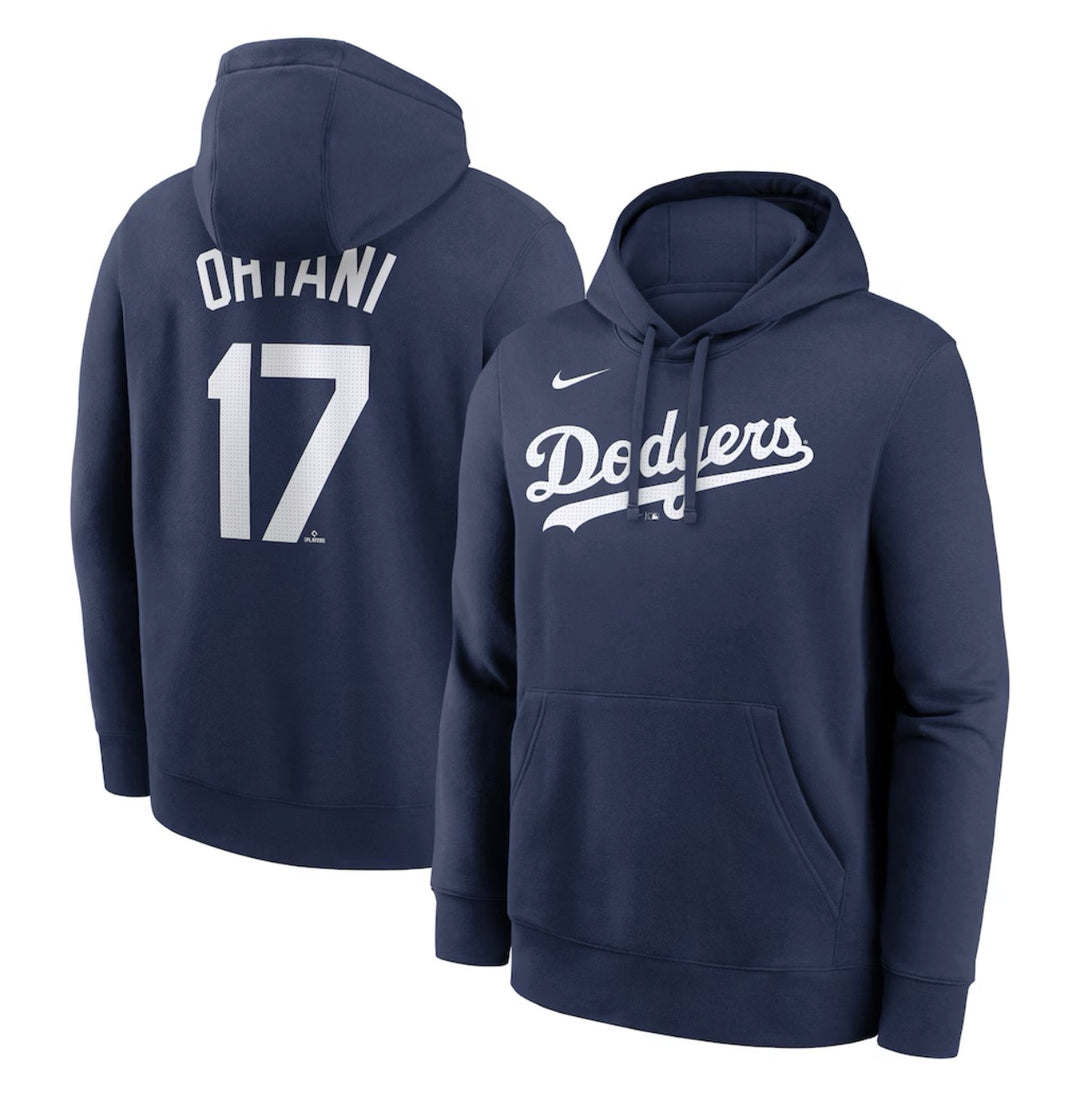 Shohei Ohtani Los Angeles Dodgers Player Name & Number Club Fleece Pullover Hoodie - Nav - THE 4TH QUARTER