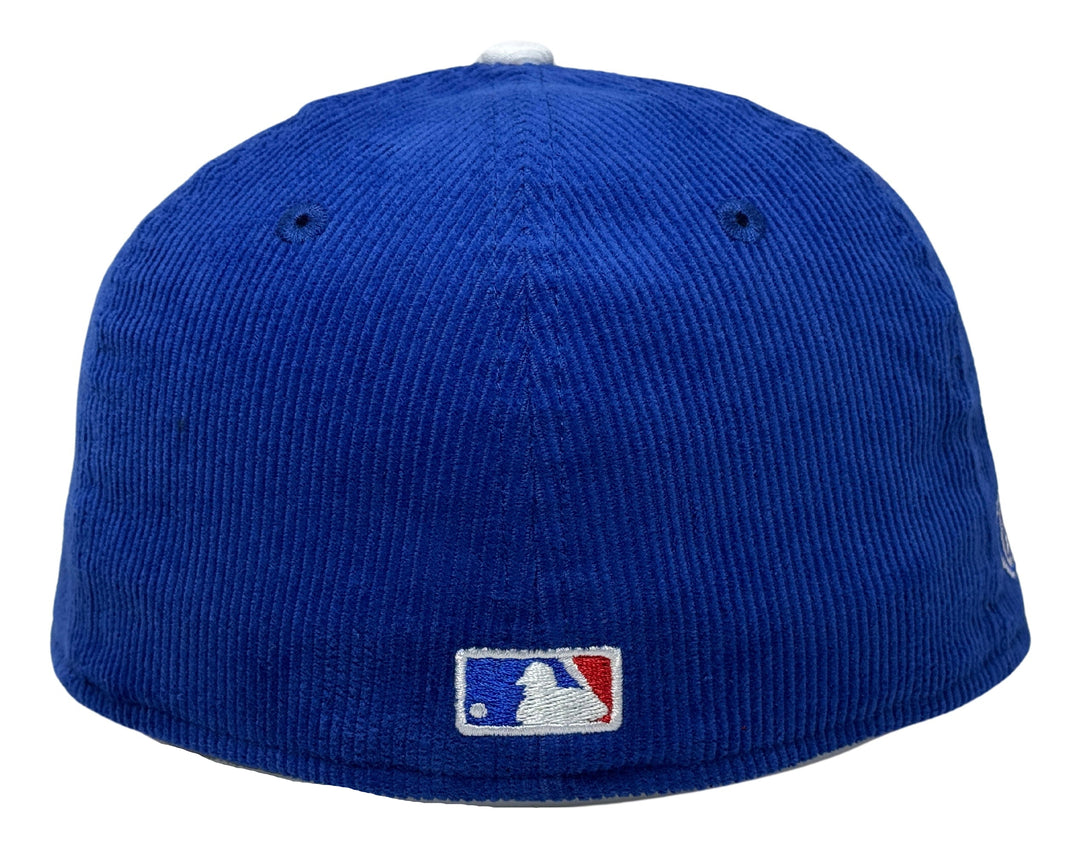 Los Angeles Dodgers Wordmark Fitted New Era 59Fifty 2024 WSC Circle Blue Corduroy Cap Hat Grey UV - THE 4TH QUARTER