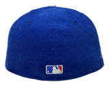 Los Angeles Dodgers Wordmark Fitted New Era 59Fifty 2024 WSC Circle Blue Corduroy Cap Hat Grey UV