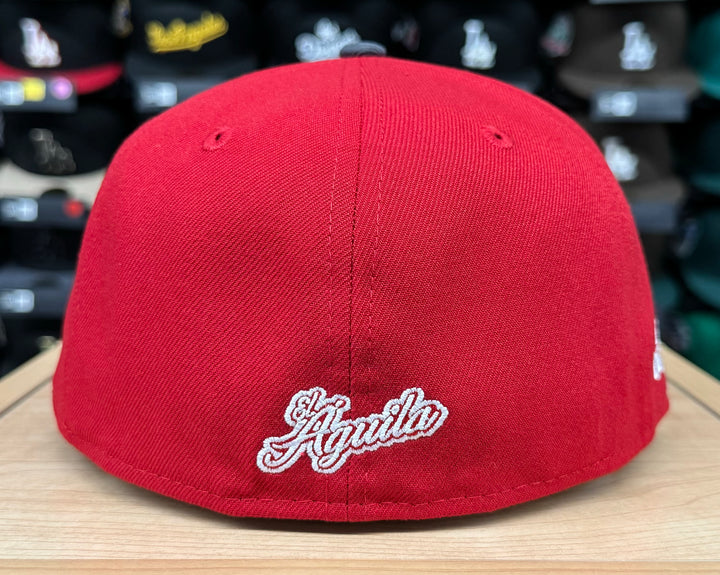 El Aguila de Veracruz New Era 59Fifty Team Patch Fitted Red Hat Cap Black UV - THE 4TH QUARTER