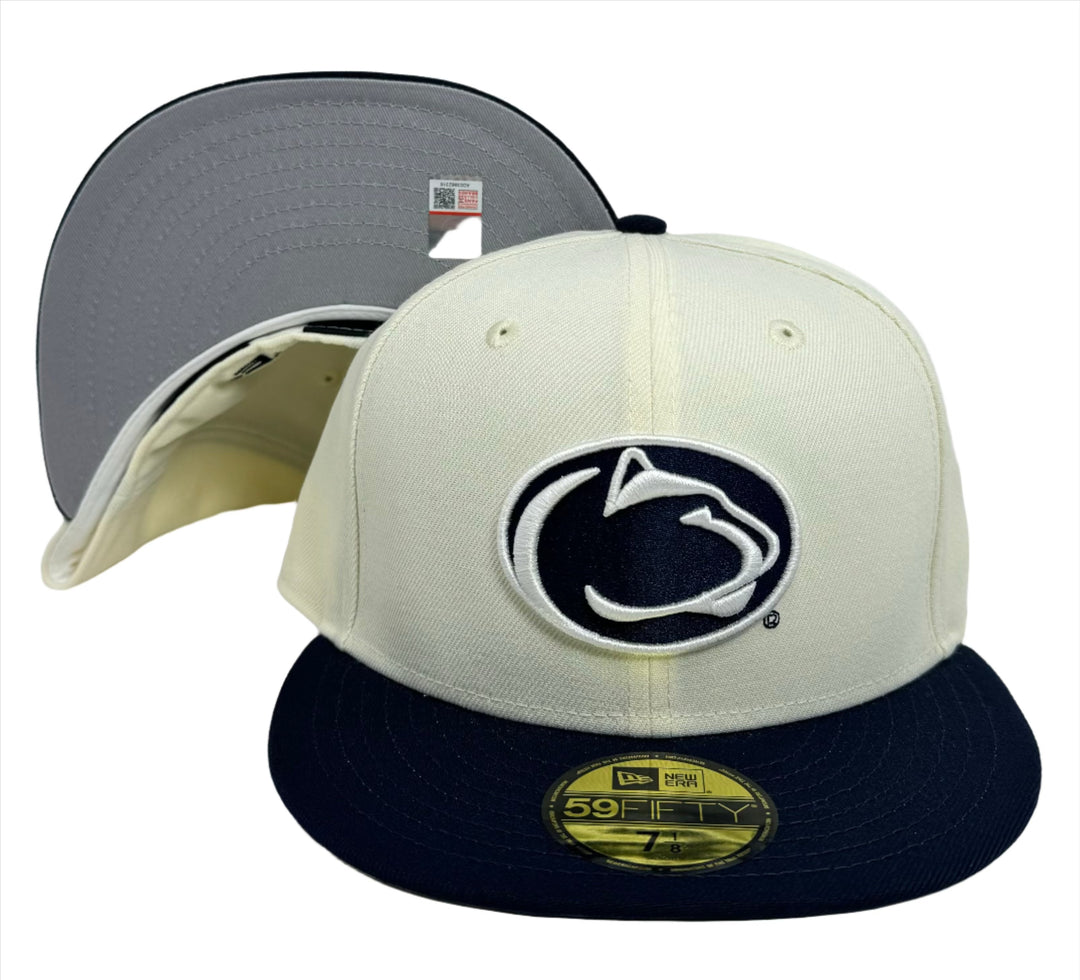 Penn State Nittany Lions Fitted 59Fifty New Era Chrome Navy Cap Hat Grey UV - THE 4TH QUARTER