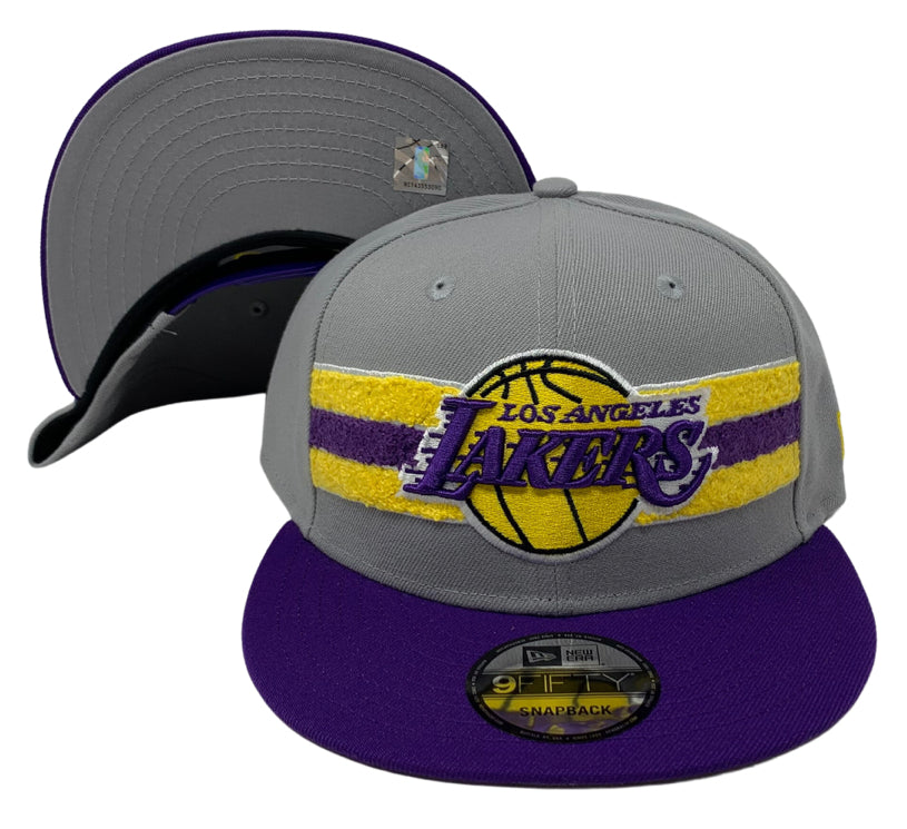 Los Angeles Lakers Snapback New Era 9Fifty Band Grey Purple Cap Hat - THE 4TH QUARTER