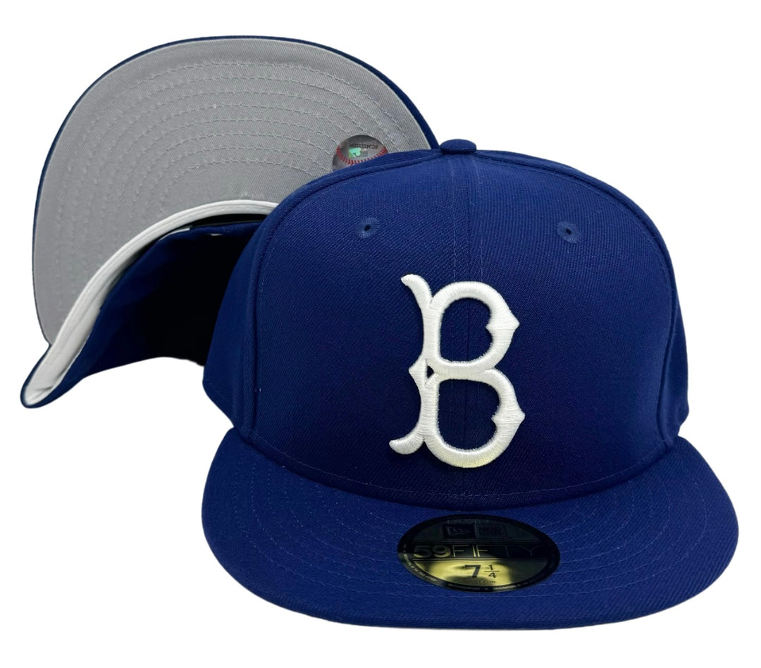 Brooklyn Dodgers Fitted 59Fifty New Era Blue Cap Hat Grey UV - THE 4TH QUARTER