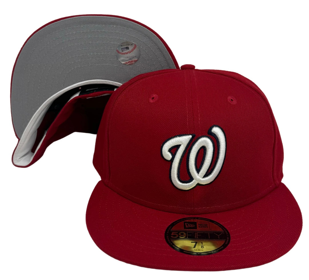 Washington Nationals Fitted 59Fifty New Era Red Cap Hat Grey UV - THE 4TH QUARTER