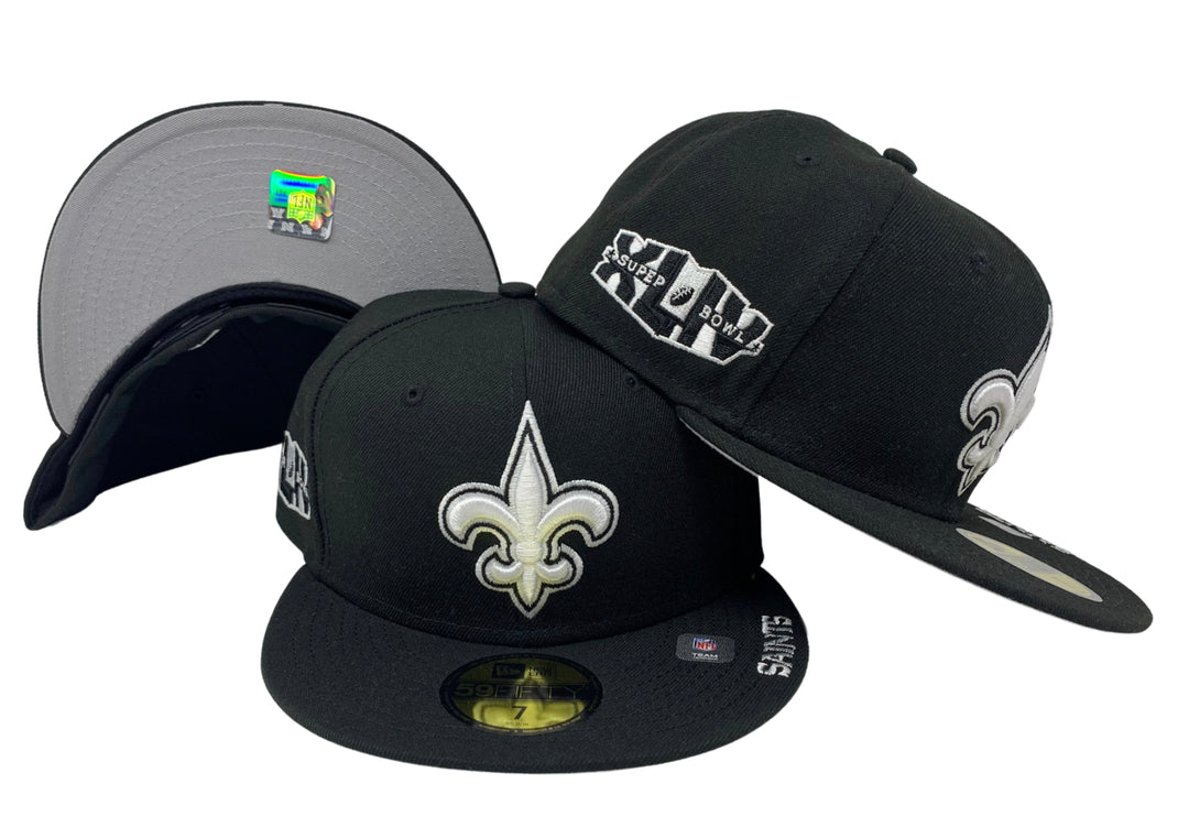 New Orleans Saints Fitted New Era 59Fifty Super Bowl XLIV Black White Cap Hat - THE 4TH QUARTER