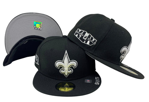 New Orleans Saints Fitted New Era 59Fifty Super Bowl XLIV Black White Cap Hat