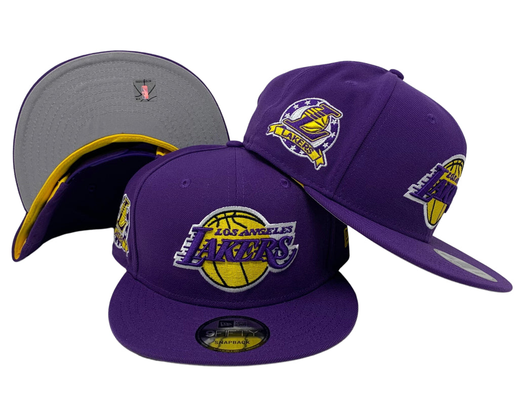 Los Angeles Lakers Snapback New Era 9Fifty 2 Patch Purple Cap Hat - THE 4TH QUARTER