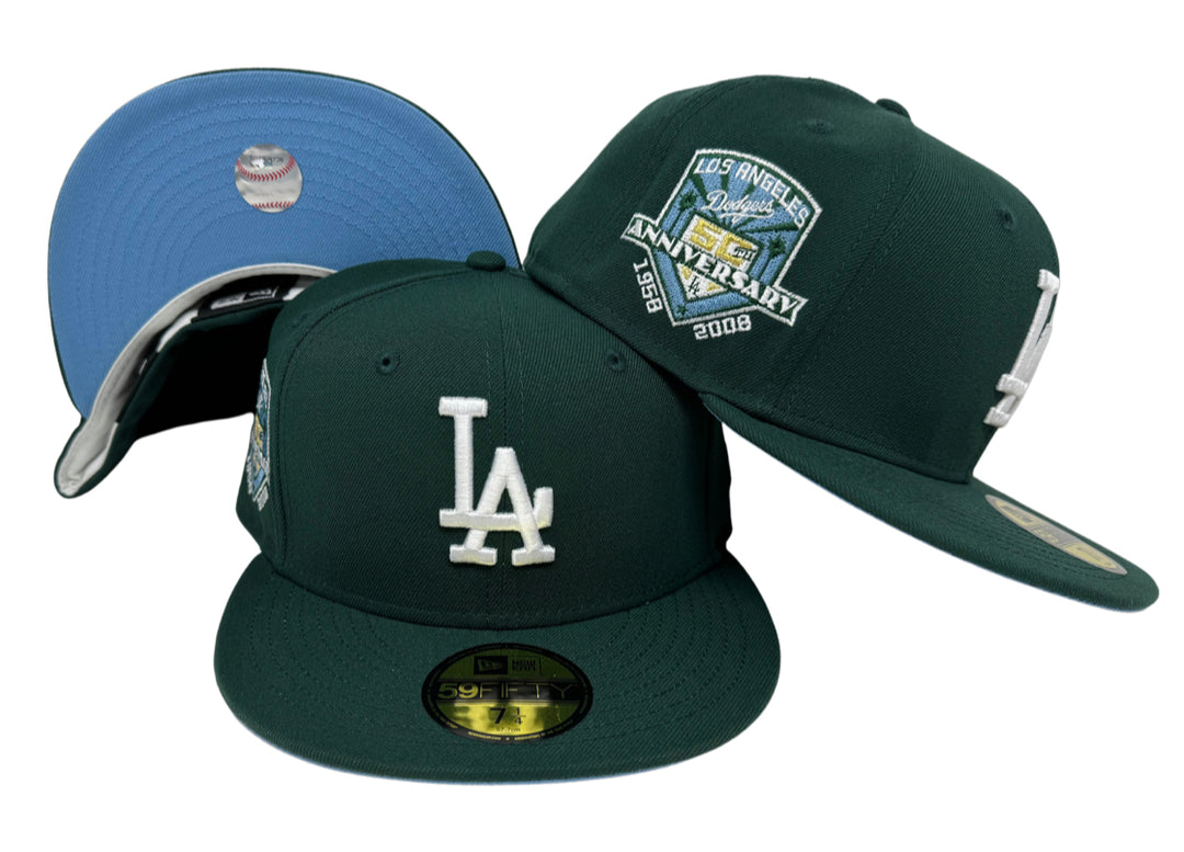 Dodgers Fitted New Era 59Fifty Sky 50th Green Hat Cap Icy UV - THE 4TH QUARTER