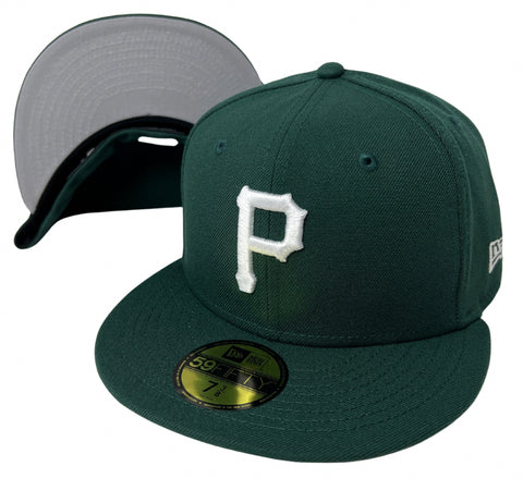 Pittsburgh Pirates Fitted New Era 59FIFTY Dark Green Cap Hat Grey UV