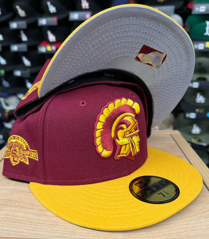 USC Trojans Fitted New Era 59Fifty Back to Back Champs 04 Burgundy Gold Cap Hat Grey UV