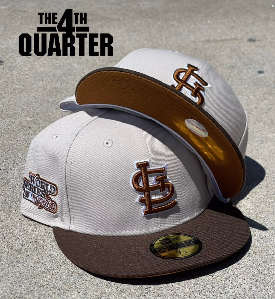 St. Louis Cardinals Fitted New Era 59Fifty 82 WS Stone Brown Hat Cap Copper UV - THE 4TH QUARTER