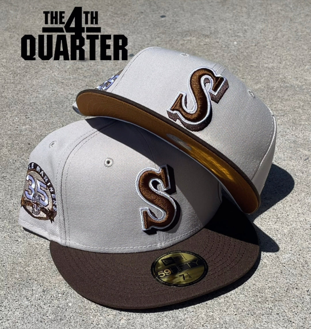 Seattle Mariners Fitted New Era 59Fifty 35th Ann. Stone Brown Hat Cap Copper UV - THE 4TH QUARTER