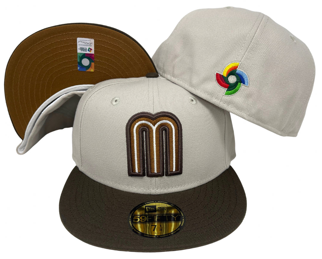 Mexico WBC Fitted New Era 59Fifty Stone Brown Hat Cap Copper UV - THE 4TH QUARTER