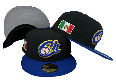 Charros de Jalisco Fitted New Era 59Fifty Black Blue Mexico Flag Hat Cap Grey UV