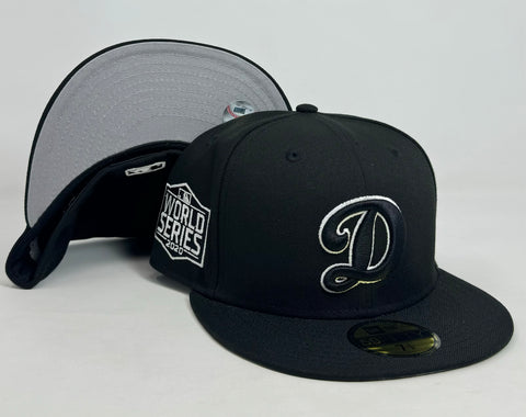 Los Angeles Dodgers D Logo New Era 59Fifty 2020 Black Fitted Hat Cap Grey UV