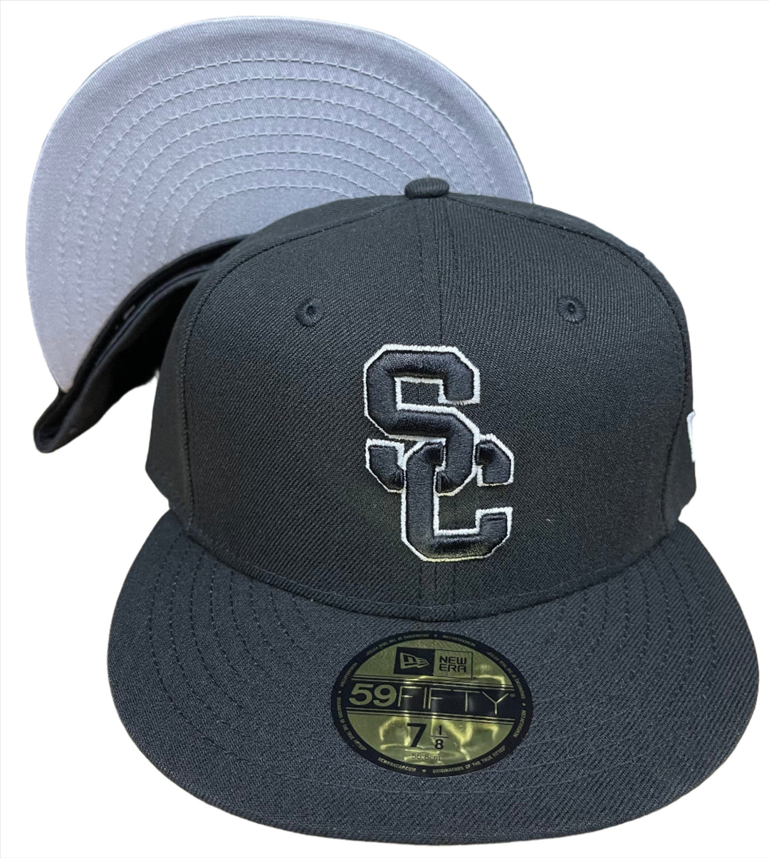 USC Trojans Fitted New Era Outline Black Cap Hat Grey UV - THE 4TH QUARTER