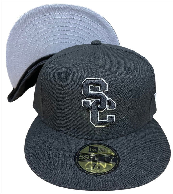 USC Trojans Fitted New Era Outline Black Cap Hat Grey UV - THE 4TH QUARTER