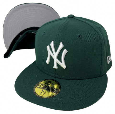 New York Yankees Fitted New Era 59FIFTY Dark Green Cap Hat Grey UV