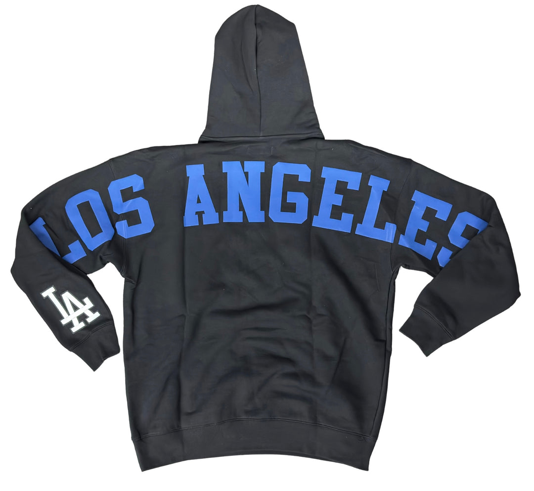 Los Angeles Dodgers Mens Sweatshirt Pro Standard Blue Wingspan Black Hoodie - THE 4TH QUARTER