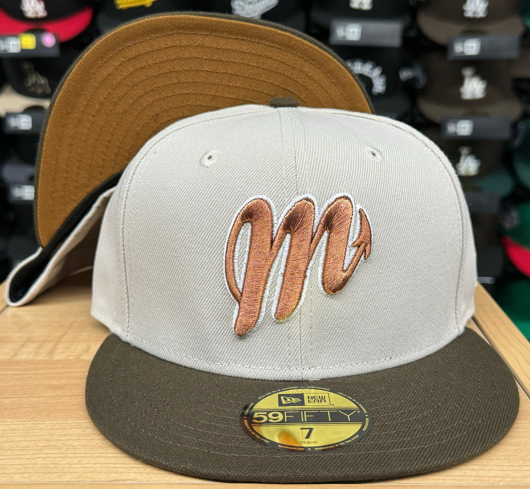 Diablos Rojos del Mexico Fitted New Era 59Fifty Stone Brown Hat Peanut UV - THE 4TH QUARTER