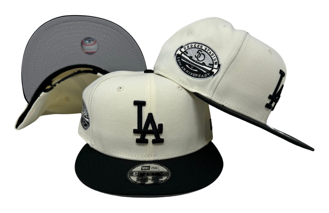 Los Angeles Dodgers Snapback New Era 9Fifty 50th Stadium Anni Chrome Black Cap Hat Grey UV - THE 4TH QUARTER