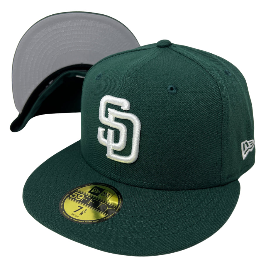 San Diego Padres Fitted New Era 59FIFTY Dark Green Cap Hat Grey UV - THE 4TH QUARTER