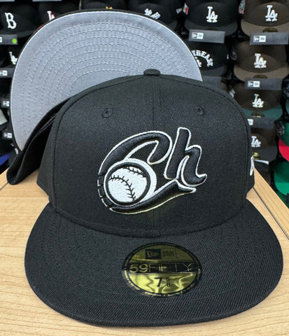 Charros de Jalisco Fitted New Era 59Fifty Black White Cap Hat. Grey UV