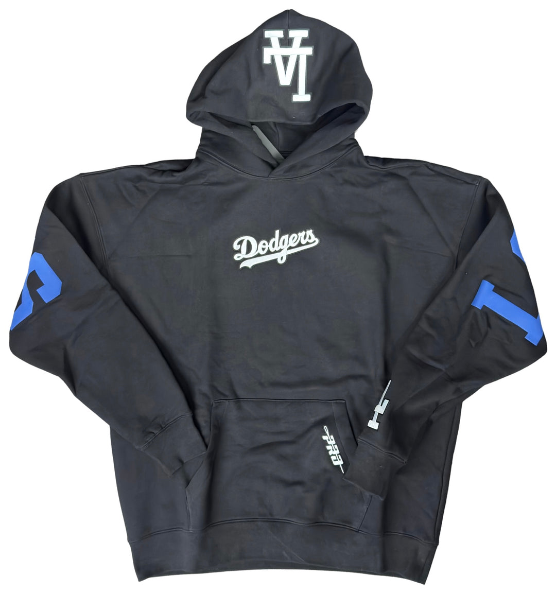 Los Angeles Dodgers Mens Sweatshirt Pro Standard Blue Wingspan Black Hoodie - THE 4TH QUARTER
