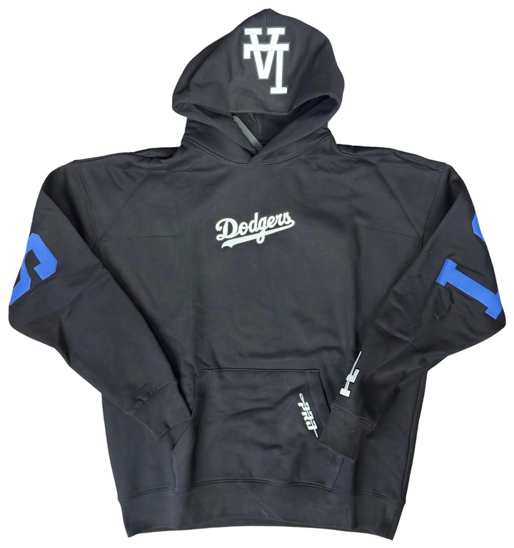 Los Angeles Dodgers Mens Sweatshirt Pro Standard Blue Wingspan Black Hoodie - THE 4TH QUARTER