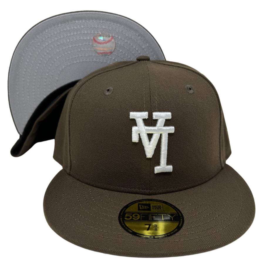Los Angeles Dodgers Fitted New Era 59FIFTY Upside Down Brown Cap Hat Grey UV - THE 4TH QUARTER
