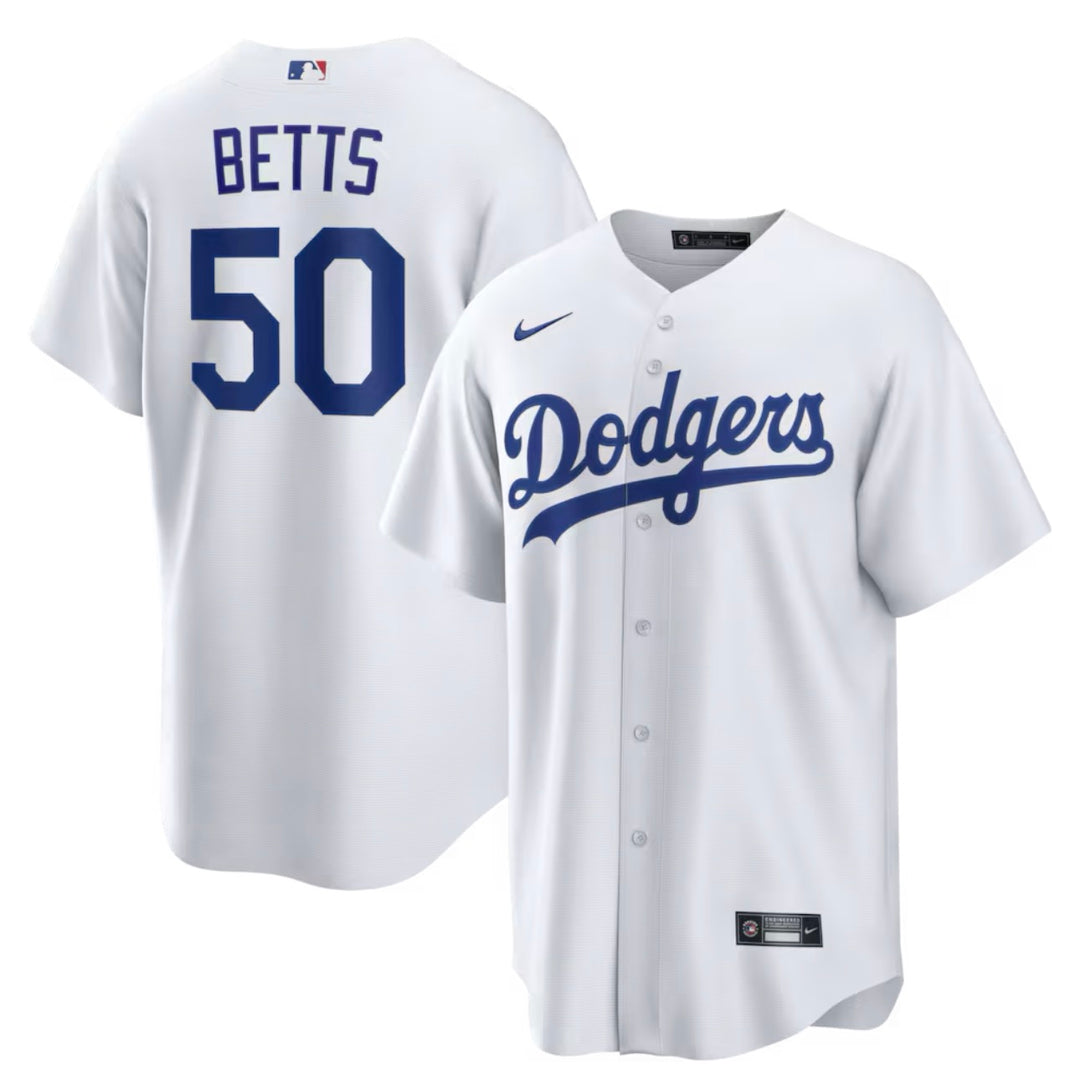 Mookie Betts Los Angeles Dodgers Home Replica Jersey - White - THE 4TH QUARTER