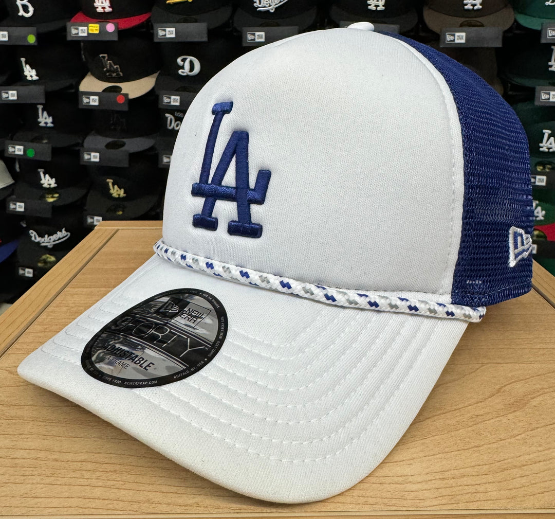 Los Angeles Dodgers Snapback 9Forty A-Frame New Era Court Sport Trucker Cap Hat - THE 4TH QUARTER