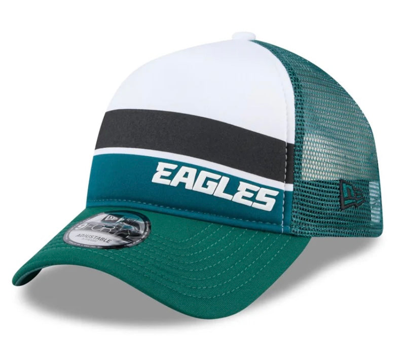 Philadelphia Eagles Snapback New Era 9Forty A-Frame Mesh Trucker Color Block Cap Hat - THE 4TH QUARTER