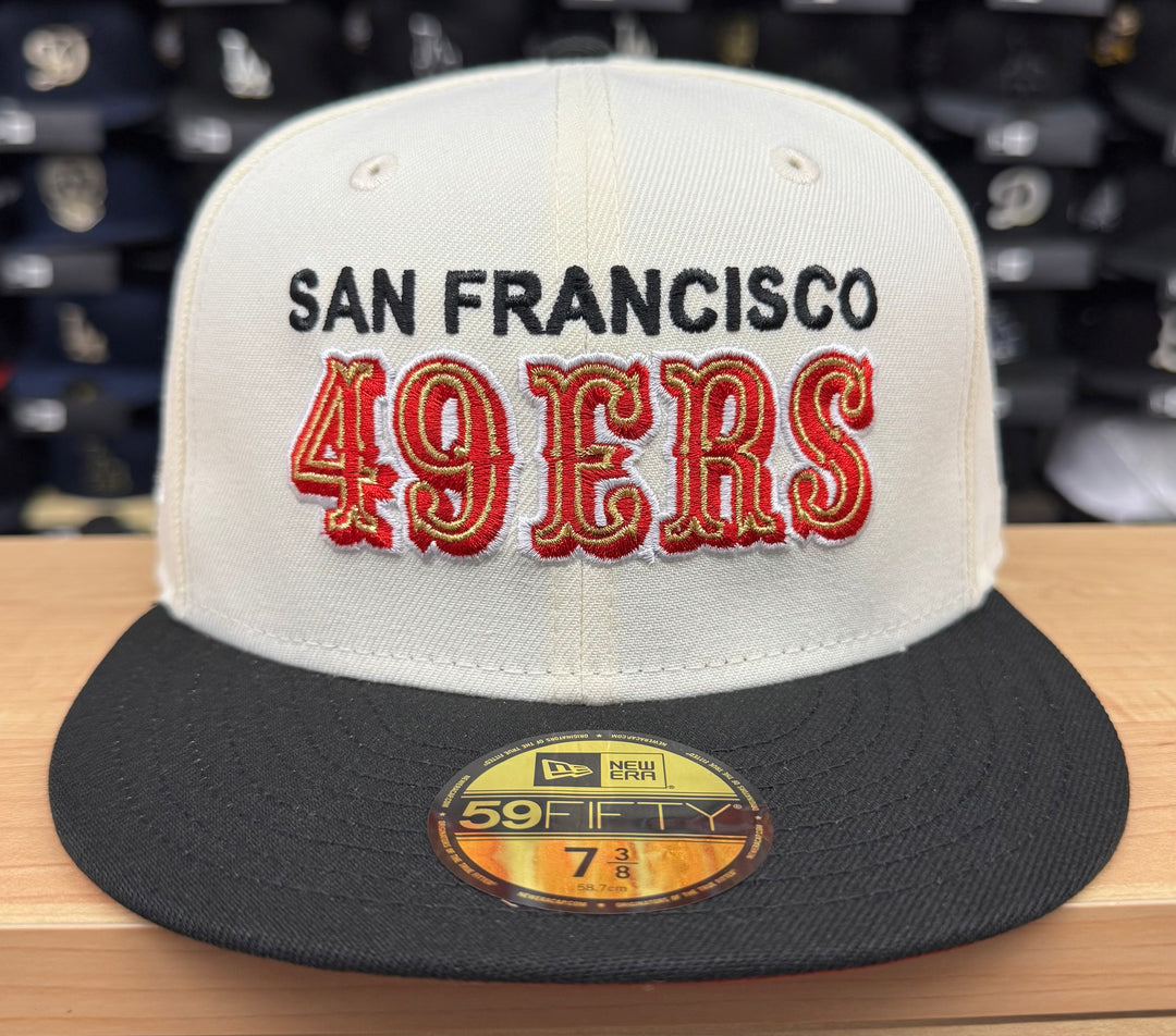 San Francisco 49ers Fitted New Era 59Fifty 30th Chrome Black Cap Hat Red UV - THE 4TH QUARTER
