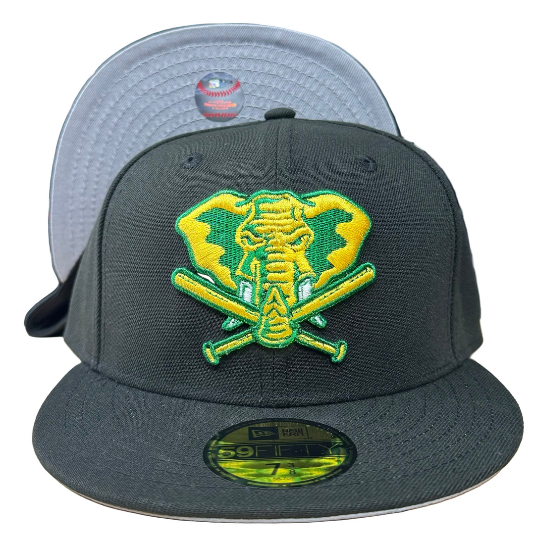Oakland Athletics Fitted New Era 59Fifty Stomper Black Cap Hat Grey UV - THE 4TH QUARTER
