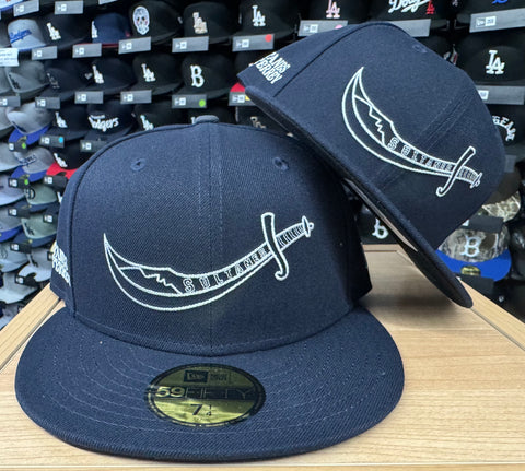 Sultanes de Monterrey New Era 59Fifty Sword Logo Navy Fitted Hat Cap Black UV