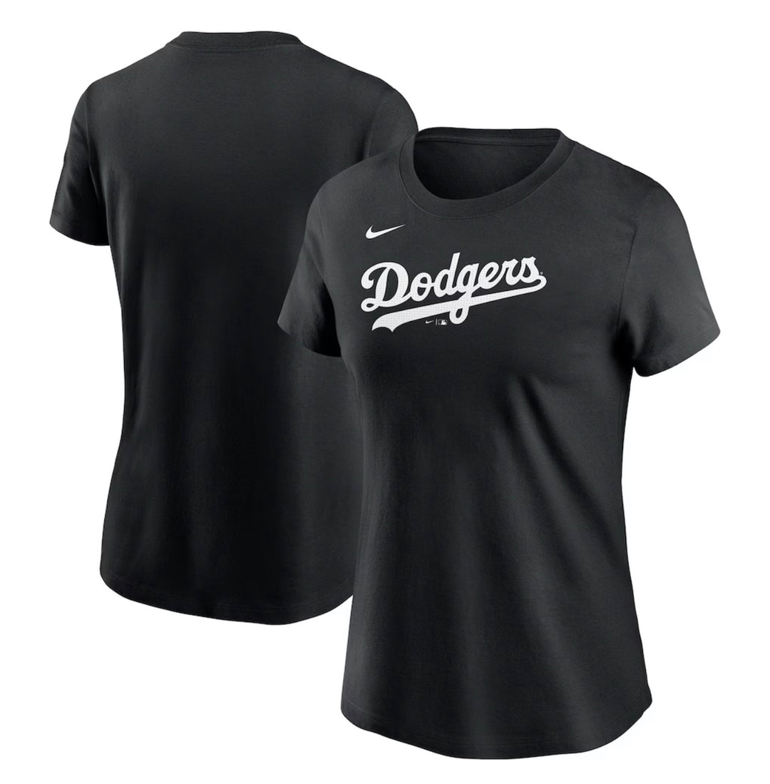 Los Angeles Dodgers Women's Wordmark T-Shirt - Black - THE 4TH QUARTER