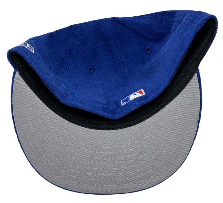 Los Angeles Dodgers Wordmark Fitted New Era 59Fifty 2024 WSC Circle Blue Corduroy Cap Hat Grey UV - THE 4TH QUARTER