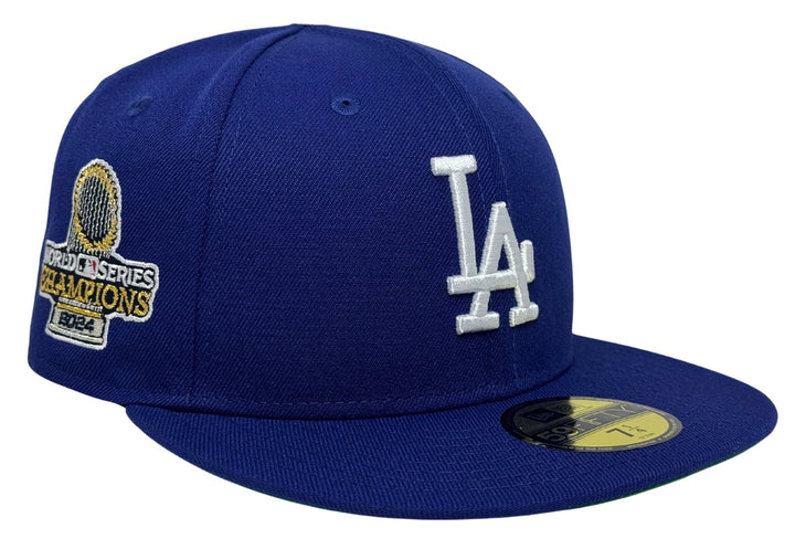 Los Angeles Dodgers Fitted New Era 59Fifty 2024 WSC Trophy Blue Cap Hat Green UV - THE 4TH QUARTER