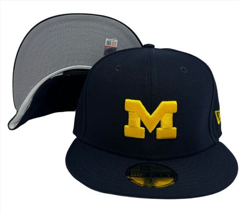 Michigan Wolverines Fitted 59Fifty New Era Navy Cap Hat Grey UV