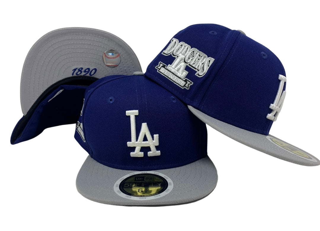 Los Angeles Dodgers Kids Fitted New Era 59Fifty Hidden Cap Hat Blue Grey - THE 4TH QUARTER