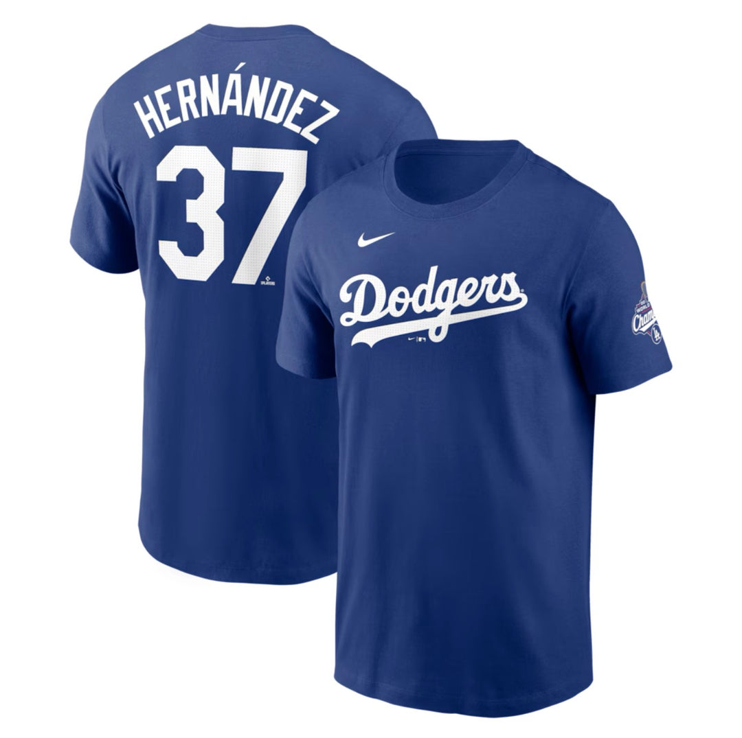 Teoscar Hernández Los Angeles Dodgers 2025 World Series Champions Name & Number T-Shirt - Royal - THE 4TH QUARTER