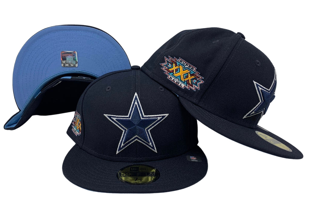 Dallas Cowboys Fitted New Era 59Fifty XXX Super Bowl Navy Cap Hat Sky UV - THE 4TH QUARTER