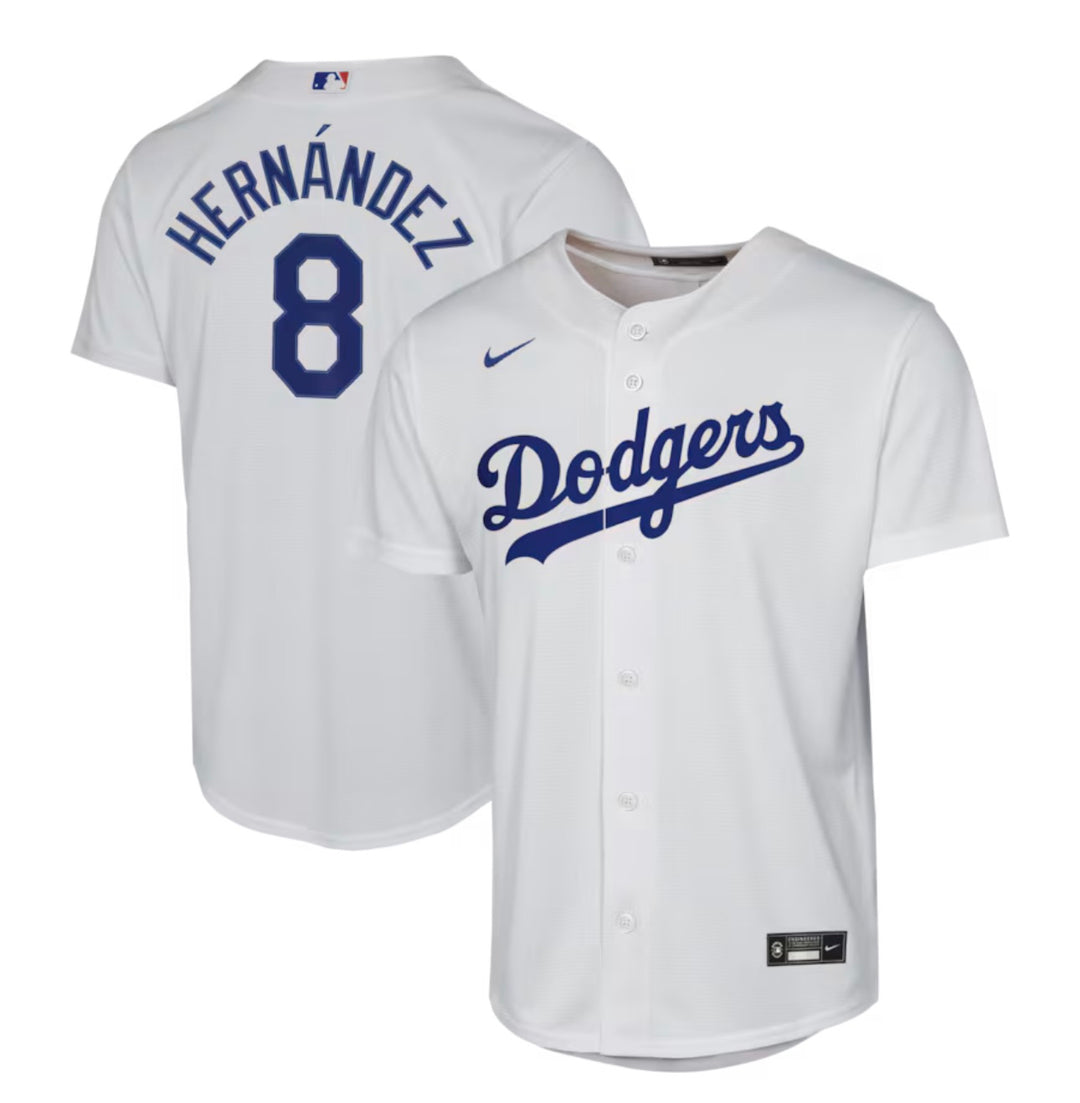 Los Angeles Dodgers Youth Kike Hernandez #8 White Home Replica Jersey - THE 4TH QUARTER