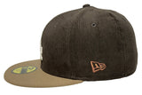 Los Angeles Dodgers Fitted New Era 59Fifty 2024 WS Brown Corduroy Khaki Cap Hat Grey UV