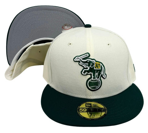 Oakland Athletics Fitted 59Fifty New Era Chrome Green Cap Hat Grey UV